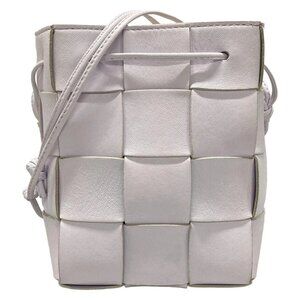 Auth BOTTEGA VENETA Small Cassette Crossbody/Maxi Intrecciato - Purple Leather